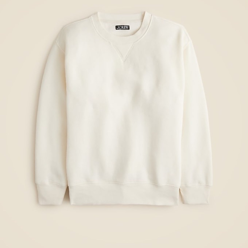 J Crew Women’s  Heritage fleece oversized Crewneck Sweatshirt White Ivory size L